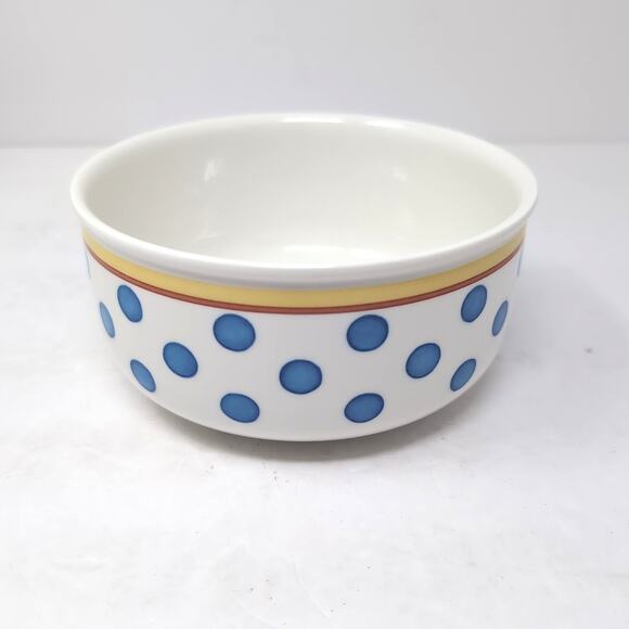 VTG Villeroy & Boch Twist Anna 2 Round Vegetable Bowls White Blue Polka Dots - Picture 9 of 14